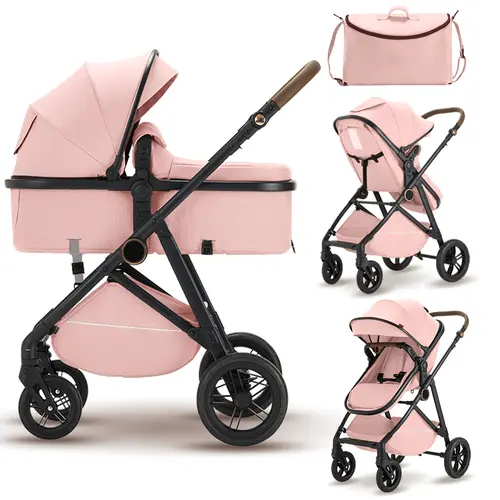 Baby Stroller Pushchair High Landscape Reversible Foldable Portable Stroller Newborn Pram Reclining Baby Carriage for Indoor & Outdoor Use