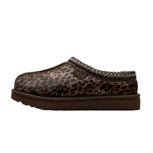 Women's UGG Tasman Caspian Slip-On Slipper - Burnt Cedar Cheetah Print, Casual, Sheepskin, Cozy Fur, Rubber Sole, Soft Footwear for Fall & Winter, US W 10