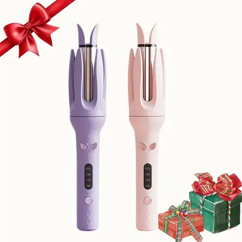 Automatic Curling Iron Hair Curler - Negative-Ion Ceramic Coating, Anti-Jam Chip, Push Button Travel Curler, Swivel Cord, Auto-Rotating LED Barrel, Dual-Temperature With Timer, Auto Shutoff, Multifunctional Hair Styling Tools, Gifts for Women