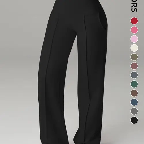 Women's High-Waisted Loose-Fit Sporty Pants, High Waisted Athletic Soft Comfortable Micro Flare Bell Bottom Leggings, Flared Sports Pants, Activewear Pants, Ideal for Gym & Home, All-Season Wear, Gym Sportswear Bottoms, Female Gym Clothes