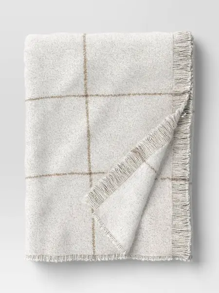 Windowpane Boucle Throw Blanket Cream/Neutral - Threshold