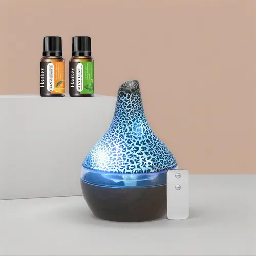 300ml Aromatherapy Essential Oil Humidifier Diffuser - Compact Electronic Diffusion Device with Remote Control, Whisper-Quiet Operation, 7-Color Mood Glow Color-Changing Illuminated Humidifier for Home Calming Retreat, Humidifier Diffusers