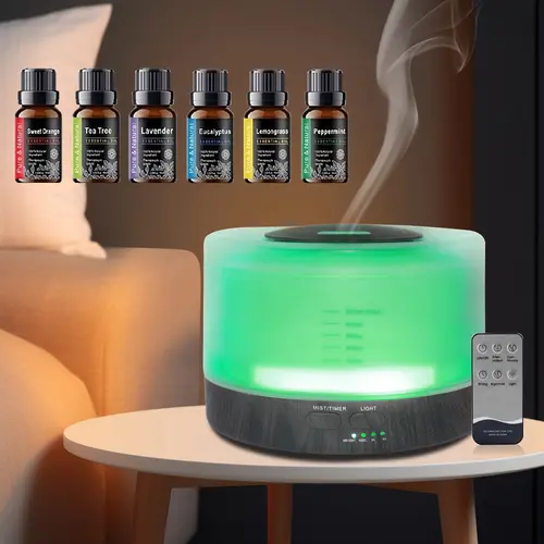 16.91oz Dual Function Aromatherapy Essential Oil Diffuser-Humidifier, Aromatherapy Machine with Soft LED Mood Lights, 6 Oils Included for Home Relaxation & Calm Living