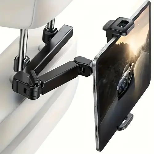 360° Car Headrest Tablet & Cell Phone Holder - Adjustable Universal Smartphone & Tablet Mount, Foldable Car Accessories, Anti-Shake Stable Easy-Install Back Seat Stand for iPad, Samsung Galaxy Tab, iPhone, Android Devices