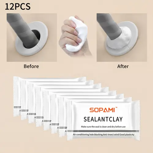 12-Pack White Waterproof Repair Putty - 12pack for fixes, Small Hole Fix, Waterproof Barrier, Anti-Leak Caulking, Drain Pipe Sealer for Home Improvement