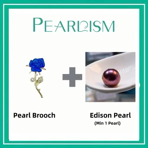 【Adee】Blue Rose Pearl Brooch + Edison pearl  Collection (Min 1 pc Edison pearl) [Open in live ]｜Freshwater Edison Pearl
