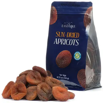 Eastanbul Sun Dried Apricots, 12.35oz, Sulfur Free Turkish Dried Apricots, Natural Sweet Fruit Snack, Vegan, Gluten Free, Halal