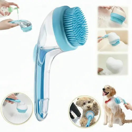 2026 New Universal 2-in-1 Pet Bath & Grooming Deshedding Brush with Built-in Soap Dispenser, 8in×3in×4in Gentle Massage Aid for Dogs & Cats, Enhances Beauty/Hair Care, Saves Dry Shampoo, Bathing