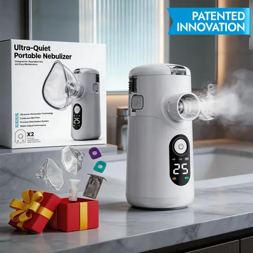 Mayluck Swirler Portable Nebulizer Machine - Ultra-Quiet Smart Humidifier, Self-Cleaning Tech, Dual Modes, Intuitive LED Light Display, USB-C Rechargeable, 10s Mesh Plate Swap, Handheld for Adults' Respiratory Care (Home, Travel)