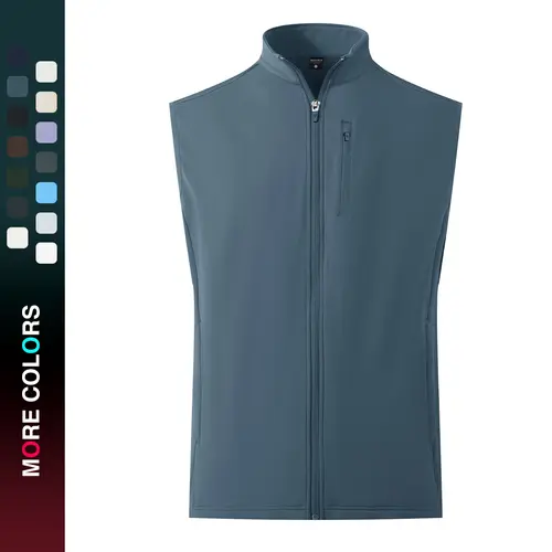MAELREG Men's Vest Outerwear Golf Water-Resistant Performance Lightweight Fleece Vest for Men Sleeveless Lined Midlayer Casual Bluish Grey