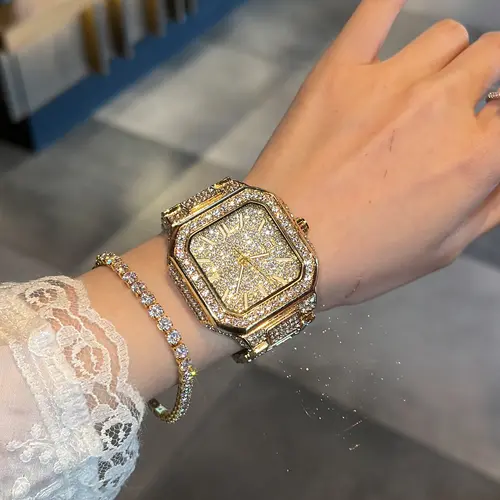 Luxury Diamond Studded Watch  4th of july accessories Hot Watch  Waterproof Fashionable and elegant, versatile for everyday, parties, or date nights — an ideal gift for birthdays, anniversaries, and special occasions