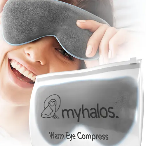 MyHalos Heated Eye Mask for Dry Eyes – Moist Heat Steam Warm Compress for Styes, Chalazion & Eye Strain Relief | Washable, Reusable & Microwavable