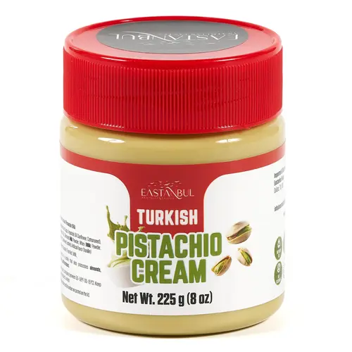 Eastanbul Turkish Pistachio Cream, Paste for Dubai Chocolate Bar, 15% Pistachio, 8oz Snacks Natural