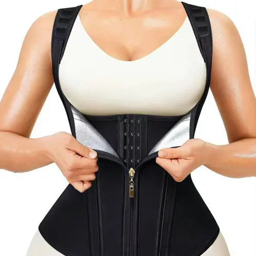 Women's Sleeveless Zipper Sports Tank Top, Gym Daily Wear Workout Shirt, Shapewear Zipper Backless, Plain Surface, Unlined, All Seasons Vest