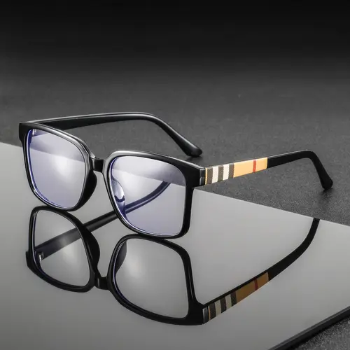 Men's Square Full Frame Fashion Glasses, Trendy Casual Eyeglasses, Casual Stylish Large Size Non-Prescription Lenses, Durable PC Frames, Ideal for Work, Commute & Everyday Wear