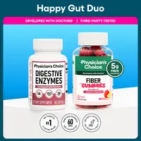 Physician's Choice Happy Gut Duo: Daily Regularity, Digestion, Bloating & Mealtime Support with Fiber Gummies + Digestive Enzymes