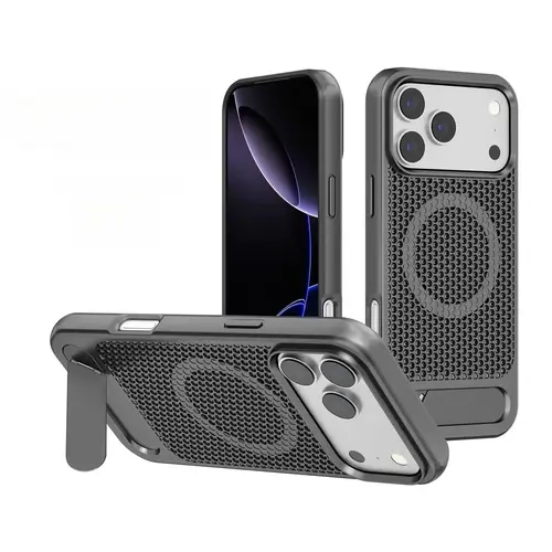 Nordic Luxury Magnetic Honeycomb Mesh Polycarbonate Hard Shell Wireless Power Bank - 5000mAh Handheld for iPhone 14-16, Shockproof Protection, Heat Dissipation, Breathable, Invisible Stand, Camera Safety, Mobile Phone Accessory