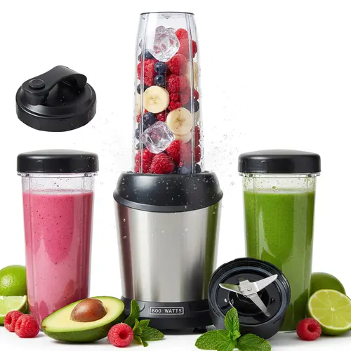Sweetcrispy 1.5L Compact Multifunctional Countertop Blender - Kitchen Appliances with 2 Travel Cups, Ice Crush Mode, Pulse, 2-Speed Control, Safety Lock, Overheat Protection, Stainless Steel Blades, Dishwasher Safe, Nutrition Extraction for Shakes