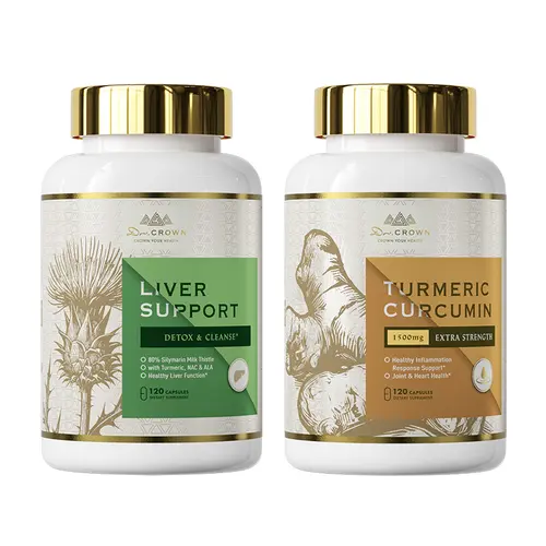 Dr. CROWN Advanced Liver Detox Bundle with Milk Thistle, NAC, ALA & Turmeric Curcumin Complex for Cleanse, Repair & Balance
