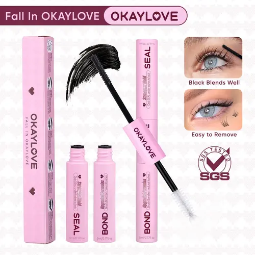 OKAYLOVE Cosmetic Makeup Lash Bond and Seal Kit - Black & White Lash Glue, Strong Hold, Waterproof, Long-Lasting, Suitable for Overnight Wear, Ideal Girl Gifts for DealsForYouDays,back to school