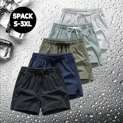 Men's 5-Pack 6-in Elastic Quick-Dry Gym Shorts with Zipper Pockets, Breathable Cool Body-Fit Men's Bottoms for Running, Workouts