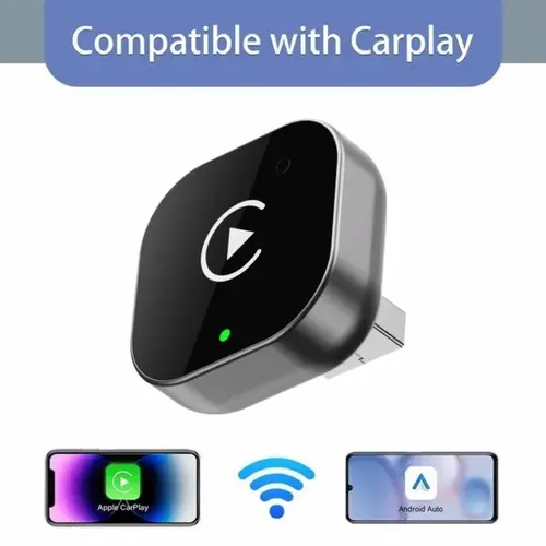 Mini Wireless CarPlay Adapter – Fast Auto-Connect, Plug & Play, USB/USB-C Compatible | Compact Matte Black,2 in 1 Wireless CarPlay and Android Auto Adapter Bluetooth,Compatible with Hands-Free Calliing