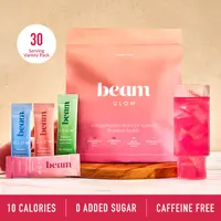 Beam Glow Variety Pack Edible Dietary Collagen Beauty Wellness Supplement - 30 Single-Serve Vitamin Sticks for Women’s Hormone Balance, Skin, Hair, Nail Support (Strawberry Kiwi, Raspberry, Blue Raspberry, Watermelon Superblend)