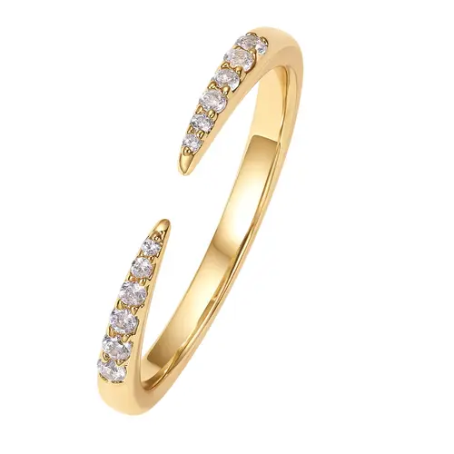 PAVOI 18K Gold Plated Open Eternity Ring - Cubic Zirconia Stacking Bands for Women - Dainty Stackable Rings for Women