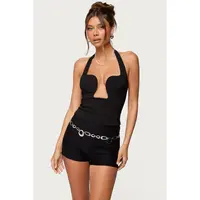 Stassy Abstract Cutout Halter Top
