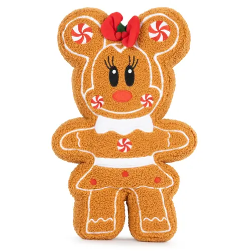 Jay Franco Disney Holiday Christmas Winter Huggable Pillow Buddy Gingerbread Cookie Mickey Mouse and Minnie Mouse