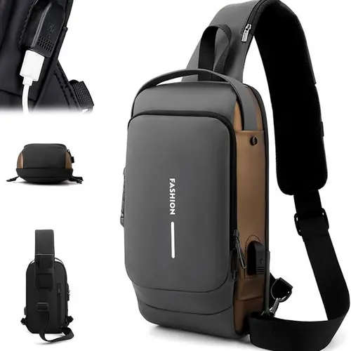 2025 Men's Crossbody Bag - Anti-Theft with Password Lock, Large Travel Bag Multi-Layer Storage, Detachable Strap, Durable & Stylish,Portable, men's gift, Christmas gift