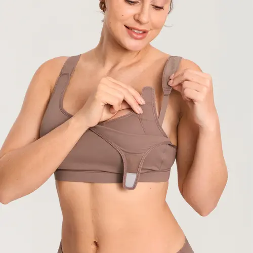 MOMANDA Hands Free Pumping Bra for Breastfeeding Wireless Sports Pumping and Nursing bra in One with Wide Velcro Straps