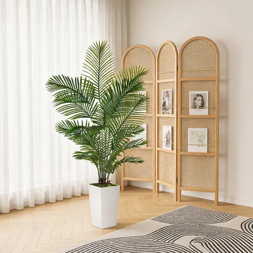 5/6 ft Tall Artificial Palm Plants - 5FT-6FT Options with Realistic Leaves, 60in Floor Plant in 15.7in Removable White Planter, Decor for Living Room, Indoor Home Office Entryway Decor, Aesthetic Home Decor