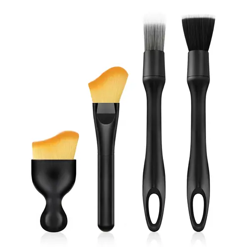 4 PCS Car Detailing Brush Set for Interior & Exterior Cleaning Boars Bristle Brushes car brush for Dusting Air Vents Wheels Leather Upholstery