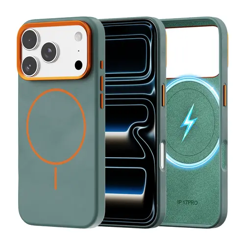 CrazyGrass Suede Leather iPhone 17 Pro Max Case, Military-Grade Shockproof Protection, Ultra Slim, Strong Magnetic Lock, Anti-Scratch Mobile Phone Accessory Compatible with iPhone 17 Pro/17 Pro Max