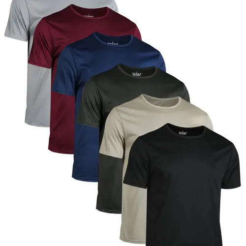 Men's Quick-Dry Breathable 6-Pack Solid Color T-Shirts Round Neck Short Sleeve, Lightweight Comfortable Summer Sports Tops, Athletic Sports Clothing, Activewear Tee, Quick Drying Sportswear, Athletic Fashion