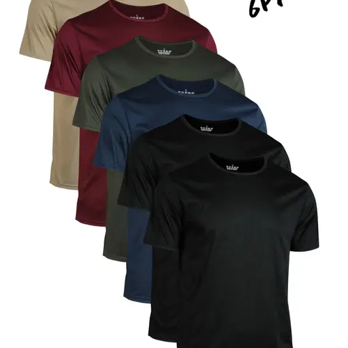 Men's 6-Piece Quick-Dry Short Sleeve T-Shirt Set, Sweat-Wicking Breathable Athletic Activewear for Running and Outdoor Activities, Athletic Sports Clothing