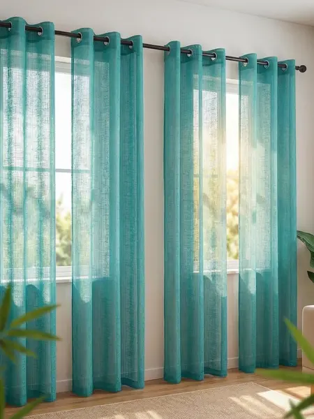 Curtain Club 4-Piece Set Window Curtains, 34x95 In, Solid Color Slub Yarn Airy Gauze Fabric, Lightweight Light Filtering, Grommet Top, Premium Decorative for Living Room, Bedroom, L12