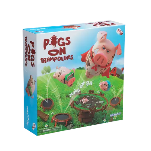 PlayMonster Pigs on Trampolines Board Games Multi-Player Preschool Toys Hand-Eye Coordination Game The Muddiest Pig Wins Ages 6+ Fun Family Game