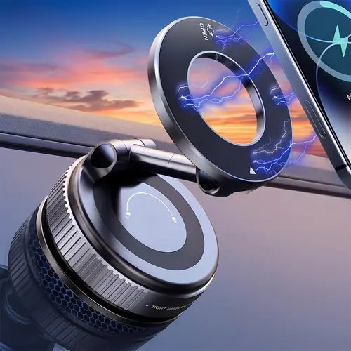 【DealsForYouDays】Upgraded Vacuum Magnetic Phone Holder, 360°  Adjustable Dashboard Stand,  Phone Mount for Car/Gym/Mirror, Compatible with iPhone & Android