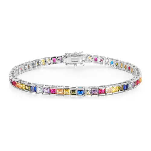 MDFUN Women's 5A+ CZ Jewelry Bracelet, 18 Karat White/Yellow Gold Plated, Round & Princess-Cut Cubic Zirconia, Multi-Color Trendy Stackable Gift for Mom/Wife