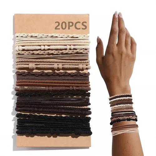 Boho Style Hair Tie (20pcs), Minimalist Headwear Suitable for Thick Hair, Fashion Hair Accessories for Party, Daily Clothing Decor, Hair Accessories Set