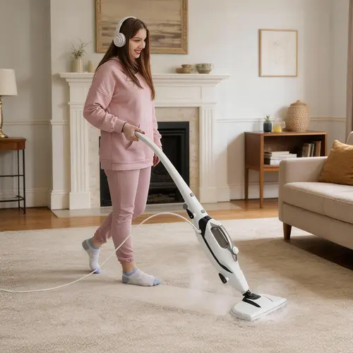 GLEEHILL Multifunction Floor Steamer - 10-in-1 Steam Cleaner, Collapsible Foldable Design, 120° Swivel Steer, Removable Water Tank, 2 Machine-Wash Pads Make Upkeep Simple, 4 Brush Heads for Sealed Hard Floors, Marble, Tile, Laminate, Eco-Friendly