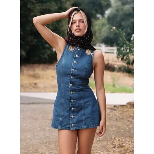 Yumiko Denim Romper Mid Wash