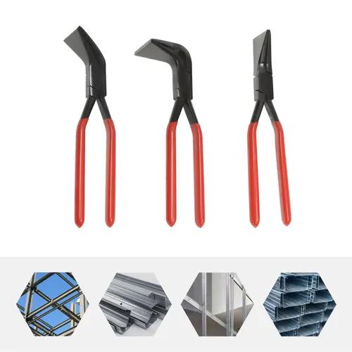 3-Piece Carbon Steel Sheet Metal Bending Pliers Set - Red 3-Head Hand Seamer with Straight, 1x45° Bending Plier, 2.0kg/4.41lbs, 28.5x13.5x6.5cm, for Most Sheet Metal, Aluminum Roofing & Automotive Repair, 1* 45° Bending Plier