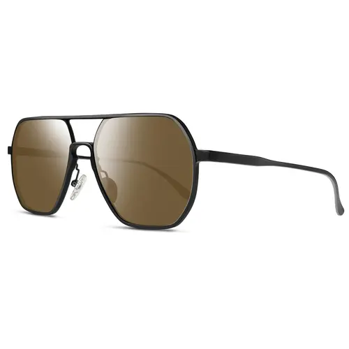 SUNGAIT Polarized Retro Square Aviator Men's Sunglasses, High Quality Ultra-Lightweight Durable Al-Mg Metal Frame, Stylish Accessories, UV400 Protection, 59mm Polarized Sunglass Fishing Outdoor Sunnies, High Quality Sunglasses