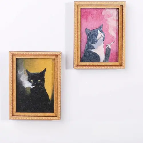Bamboo Magnetic Funny Cat Fridge Magnet, Vintage Art Frame Kitchen Decor, Funky Home Decor, Unique Class of 2026 Graduation Gift, Cute Kitty Locker Accessory,dorm essentials