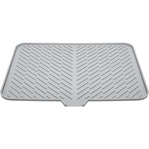 Luxet Silicone Dish Drying Mat (23x17in, Grey) – Kitchen Household Products with Built-in Drain Lip, Hygienic, Sturdy, Compact, Easy-to-Clean Tray for Surface Protection & Water Build-Up Prevention