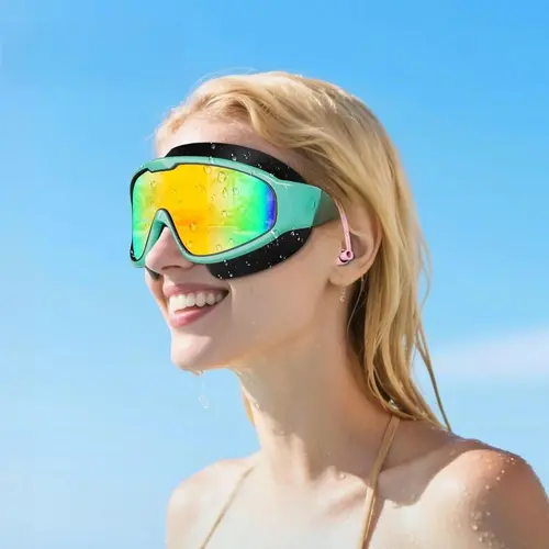 Aegend Adult Wide-View Swimming Goggles - Anti-Fog, UV-Protective Silicone Frame, Secure Seal, Adjustable Strap Water Sports Accessory with Earplugs for Men & Women (TikTok Shop Back to School)