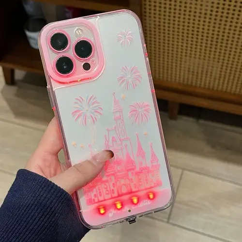 LED Fantasy Castle Fireworks Phone Case, Compatible with iPhone 11/12/13/14/15/16/17 Pro/Pro Max/Plus, Stylish Protective Cover, Unique Design for Daily Use, Protective Casing